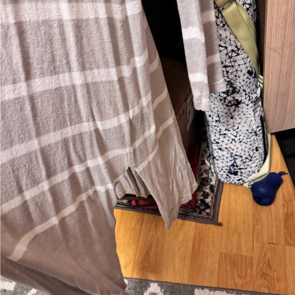 NWT -long grey lightweight sweater with white stripes. Max Studio - Picture 3 of 6